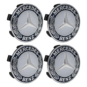 Jogo Calotinha Mercedes 75mm Azul Emblema Clássico