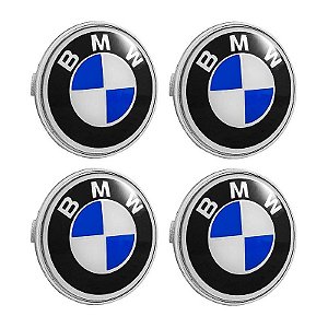 Jogo Calotinha 69mm Centro de Roda BMW Até 2018 Azul