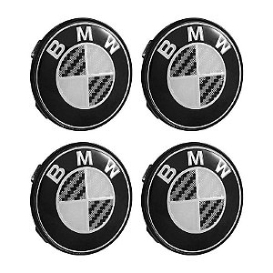 Jogo Calotinha 69mm Centro de Roda BMW Até 2018 Preta