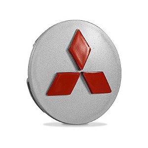 Jogo Calotinha 60mm Centro Roda Mitsubishi Lancer Asx Outlander Prata com Vermelho