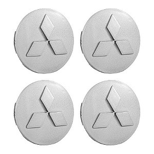 Jogo Calotinha 60mm Centro Roda Mitsubishi Lancer Asx Outlander Prata