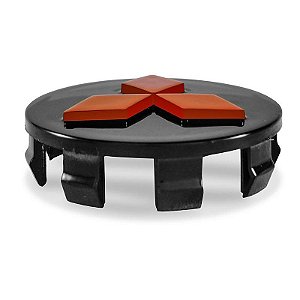Jogo Calotinha 55mm Centro de Roda Mitsubishi L200 Tr4 Preta Relevo Vermelho