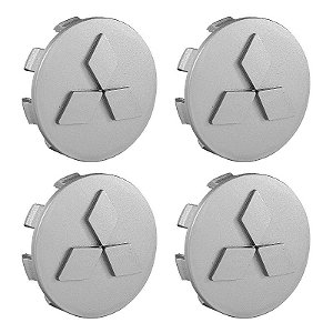 Jogo Calotinha 55mm Centro de Roda Mitsubishi Triton L200 Tr4 Prata Relevo