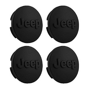 Jogo Calotinha 63mm Centro de Roda Jeep Renegade Compass Preta Fosca