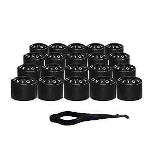 Capa Parafuso Roda Kit 20 Peças Fox Polo Golf Jetta Preta e Branca