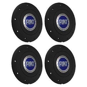 Jogo Calota Central Roda de Ferro Emblema Fiat Azul Modelo Amarok Aro 13 14 15