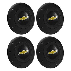 Jogo Calota Central Roda de Ferro Chevrolet GM Preto Modelo Amarok Aro 13 14 15