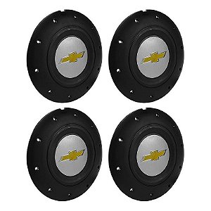 Jogo Calota Central Roda de Ferro Chevrolet GM Emblema Prata Modelo Amarok Aro 13 14 15