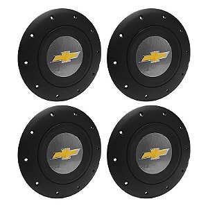Jogo Calota Central Roda de Ferro GM Chevrolet Emblema Grafite Modelo Amarok Aro 13 14 15