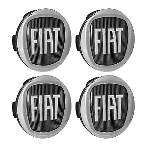 Jogo Calotinha 60mm Centro de Roda Fiat Toro Freemont Preta com Cromado