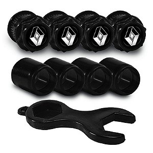 Capa Bico de Válvula Preto Pneu Renault Clio Sandero Logan Kwid