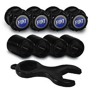 Capa Bico de Válvula Preto Pneu Fiat Azul Punto Stilo Tempra