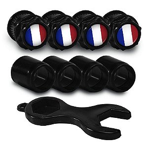 Capa Bico de Válvula Preto Pneu Bandeira França