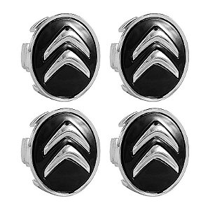Jogo Calotinha 60mm Centro de Roda Citroen Aircross C3 C4 Preta