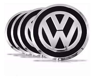 Jogo Calota Central Roda Up Emblema Vw Preto