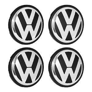 Jogo Calotinha 65mm Centro de Roda VW Jetta Amarok Golf Fusca Preta