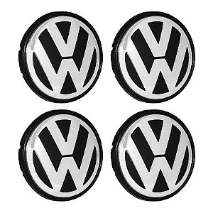 Jogo Calotinha 56mm Centro de Roda Vw Gol G5 G6 Fox Polo Preta
