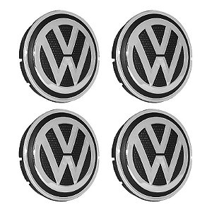 Jogo Calotinha 56mm Centro de Roda Gol G6 G5 Fox Polo Preta