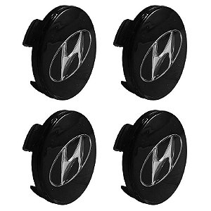 Jogo Calotinha 60mm Centro de Roda Hyundai Creta Elantra Sonata Preta