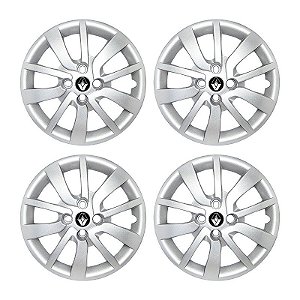 Jogo Calota Aro 15 Renault Sandero Logan 2014/2020 Prata