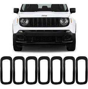 Aplique Moldura Friso Preto Jeep Renegade 2019 2020 Pcd 7pçs