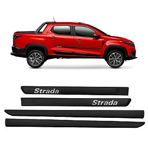 Kit Friso Borrachão Lateral Fiat Strada 2020 2021 com Nome 4p