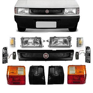 Kit Completo Uno 91/03 Lanternas Âmbar Piscas Farois e Grade
