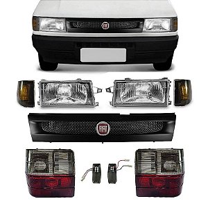 Kit Uno 91/03 Lentes Piscas Fumê Farois e Grade
