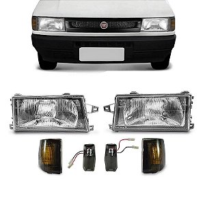 Kit Dianteiro Uno 91/03 Faróis Piscas Fumê e Soquetes