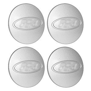 Jogo Calotinha 69mm Centro de Roda Ford Fiesta Focus Ghia Glx Prata