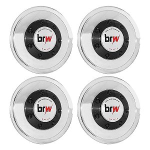 Jogo Calota Central Roda Esportiva BRW-1230 / BRW-1270 (CROMADA)