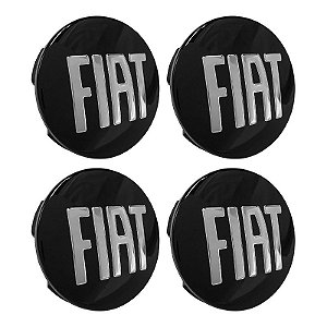 Jogo Calotinha 60mm Centro de Roda Fiat Freemont Toro Preta com Cromado