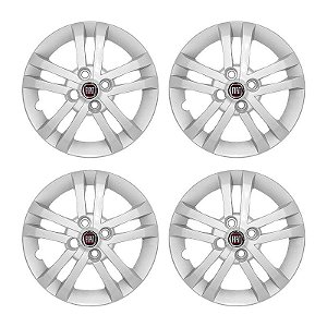 Jogo Calota Aro 14 Fiat Argo Modelo 2021 2022 Prata + Emblema