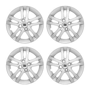 Jogo Calota Aro 14 Fiat Argo Modelo 2021 2022 Prata + Emblema