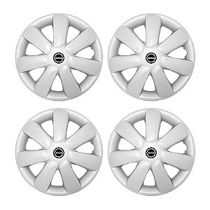 Jogo Calota Aro 14 Nissan March modelo 2015/18 Prata