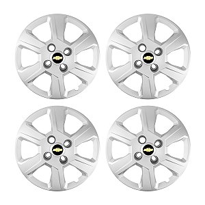 Jogo Calota Aro 15 Gm Montana 2011 2012 2013 Prata + Emblema