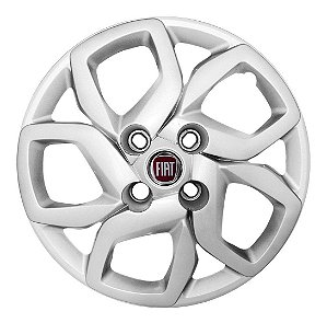 Calota Aro 14 Fiat Mobi 2017 2018 2019 Prata + Emblema