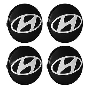 Jogo Calotinha 59mm Centro de Roda Hyundai i30 Preta