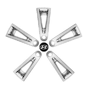 Calotinha 59mm Preta + 5 Apliques de Roda Cromados Hyundai i30