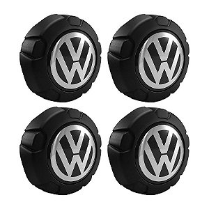 Jogo Calotinha Calota Central VW Saveiro Tropper Preta Fosca