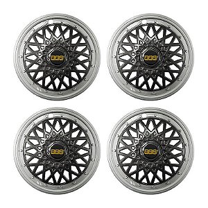 Jogo Calota Esportiva Aro 13 Modelo BBS Preto e Dourado