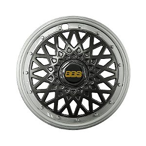 Calota Esportiva Aro 14 Modelo BBS Emblema Preto com Dourado