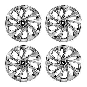 Jogo Calota Esportiva Aro 14 DS4 Prata Citroen emblema resinado