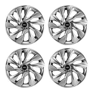 Jogo Calota Esportiva Aro 14 DS4 Prata Ford emblema resinado preto