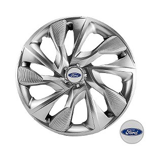 Jogo Calota Esportiva Aro 14 DS4 Prata Ford emblema resinado prata