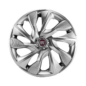 Calota Esportiva Aro 14 DS4 Prata Fiat emblema resinado vermelho