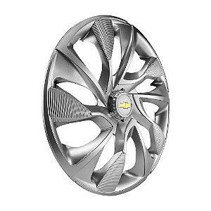 Jogo Calota Esportiva Aro 14 DS4 Prata Chevrolet emblema resinado prata