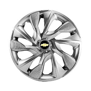 Calota Esportiva Aro 14 DS4 Prata Chevrolet emblema resinado preto