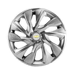 Calota Esportiva Aro 14 DS4 Prata Chevrolet emblema resinado prata