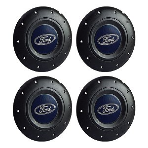 Jogo Calota Central Roda de Ferro Ford Emblema Azul Modelo Amarok aros 13 14 15